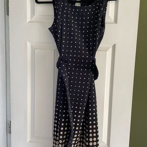 Elegant Navy Polka Dot Dress